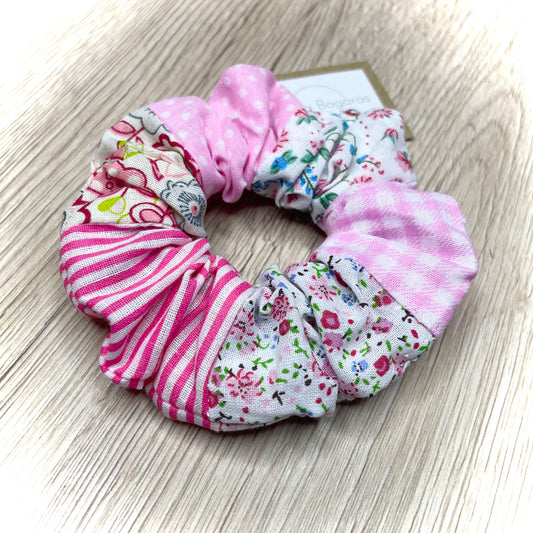 színes, mintás, vidám, kézműves scrunchie hajgumi pamutvászonból